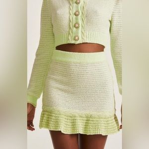 Anthropology Love Shack Fancy Heiress Mini  Skirt  Size M  color pistachio